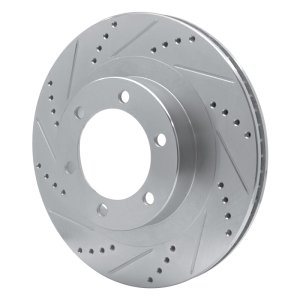 Lexus GX470 Brake Rotor (1) - Front Left - R1 Concepts - Drilled & Slotted - Silver - `03-`09